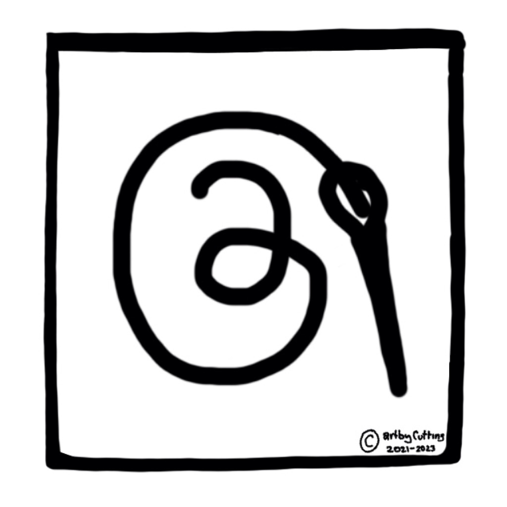 Ampersand logo with needle pointing down from one end